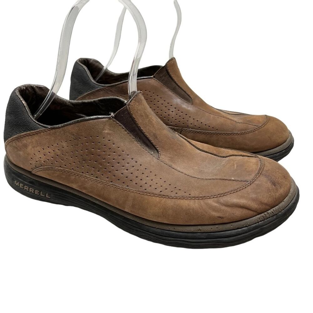MERRELL TOPO PERF MOC CHOCOLATE Brown Genuine Leather Loafers Casual Shoes 10.5